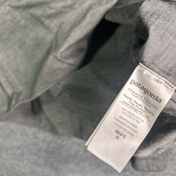 Patagonia Mens Button Up Shirt Outdoor Hiking Size‎ Xl Gray Organic Cotton - Picture 4 of 8